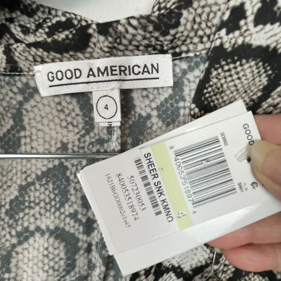 Good American Snake Print Sheer Long Sleeve Open Front Belt Duster NWT Size 4/XL - Picture 8 of 10